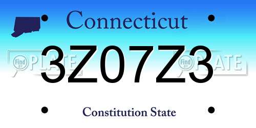 3Z07Z3 Connecticut License Plate