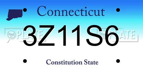3Z11S6 Connecticut License Plate