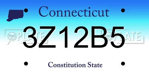 3Z12B5 Connecticut License Plate