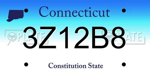 3Z12B8 Connecticut License Plate