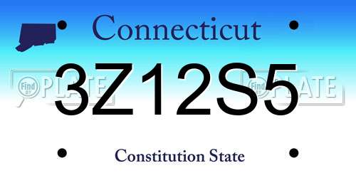 3Z12S5 Connecticut License Plate