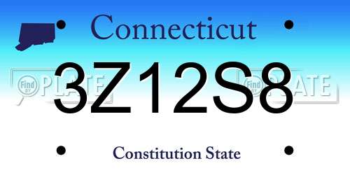 3Z12S8 Connecticut License Plate