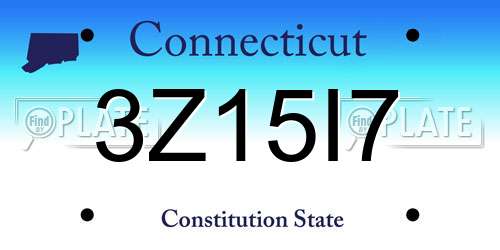3Z15I7 Connecticut License Plate