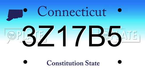 3Z17B5 Connecticut License Plate