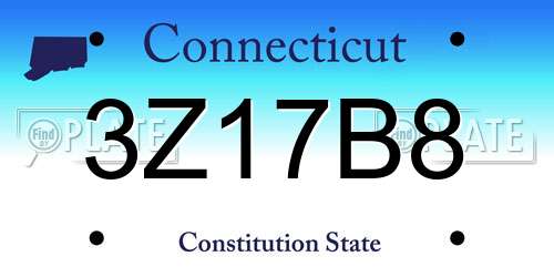 3Z17B8 Connecticut License Plate