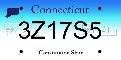 3Z17S5 Connecticut License Plate