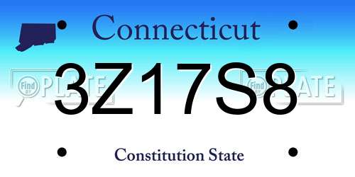3Z17S8 Connecticut License Plate