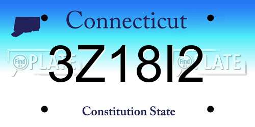 3Z18I2 Connecticut License Plate