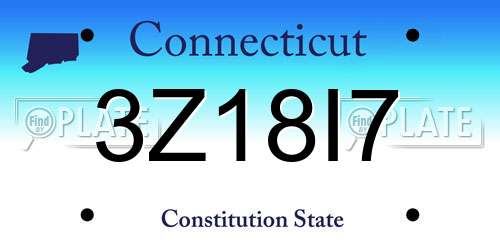 3Z18I7 Connecticut License Plate