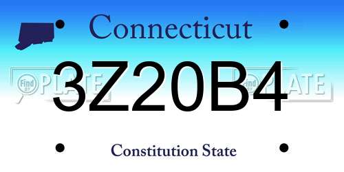 3Z20B4 Connecticut License Plate