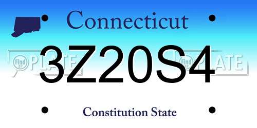 3Z20S4 Connecticut License Plate