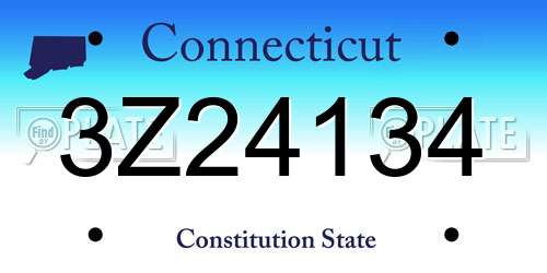 3Z24134 Connecticut License Plate