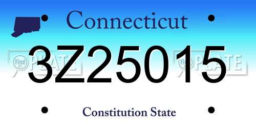 3Z25015 Connecticut License Plate