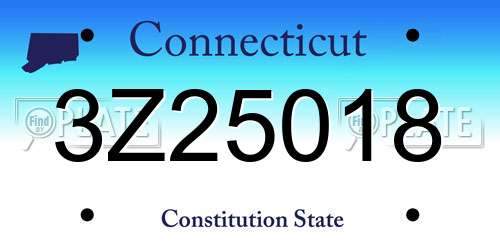 3Z25018 Connecticut License Plate