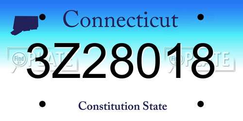 3Z28018 Connecticut License Plate