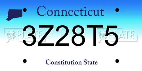 3Z28T5 Connecticut License Plate