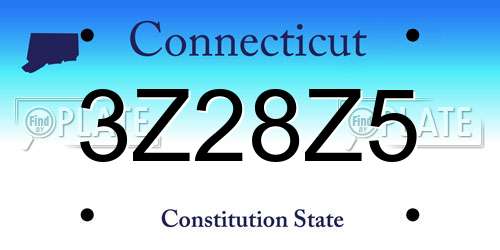 3Z28Z5 Connecticut License Plate
