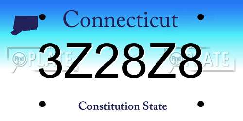 3Z28Z8 Connecticut License Plate
