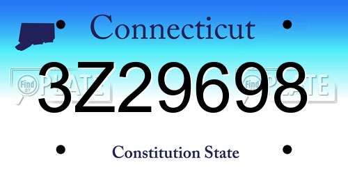 3Z29698 Connecticut License Plate