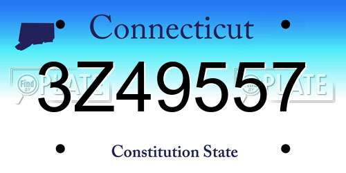 3Z49557 Connecticut License Plate