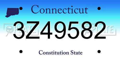 3Z49582 Connecticut License Plate