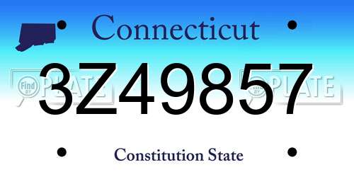3Z49857 Connecticut License Plate