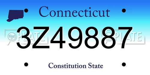 3Z49887 Connecticut License Plate