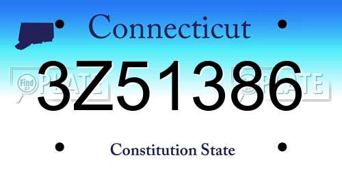 3Z51386 Connecticut License Plate
