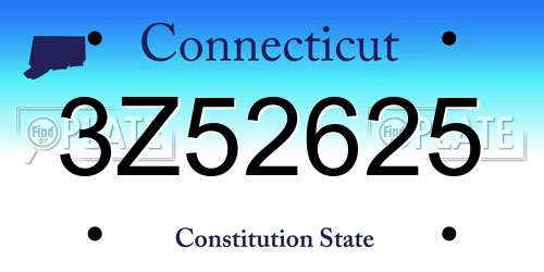 3Z52625 Connecticut License Plate