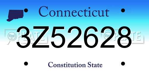 3Z52628 Connecticut License Plate