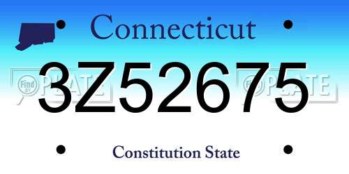 3Z52675 Connecticut License Plate