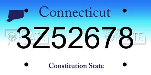 3Z52678 Connecticut License Plate