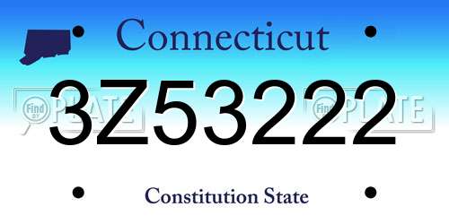 3Z53222 Connecticut License Plate