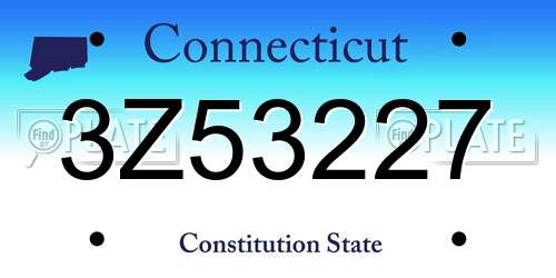 3Z53227 Connecticut License Plate