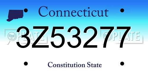 3Z53277 Connecticut License Plate