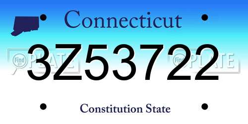 3Z53722 Connecticut License Plate