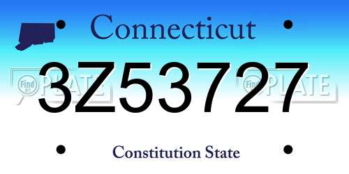 3Z53727 Connecticut License Plate