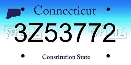 3Z53772 Connecticut License Plate