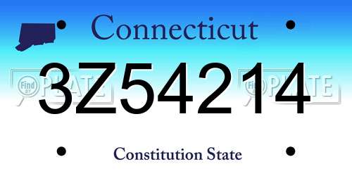3Z54214 Connecticut License Plate