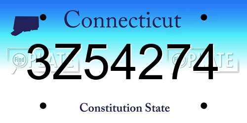 3Z54274 Connecticut License Plate