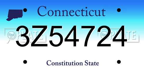 3Z54724 Connecticut License Plate