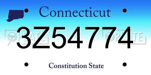 3Z54774 Connecticut License Plate