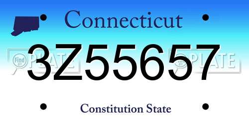 3Z55657 Connecticut License Plate