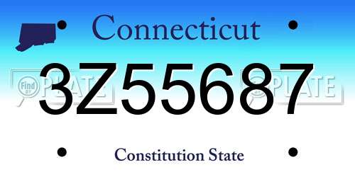3Z55687 Connecticut License Plate