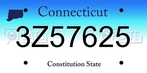 3Z57625 Connecticut License Plate