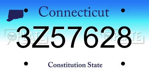 3Z57628 Connecticut License Plate