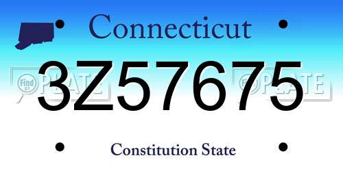 3Z57675 Connecticut License Plate