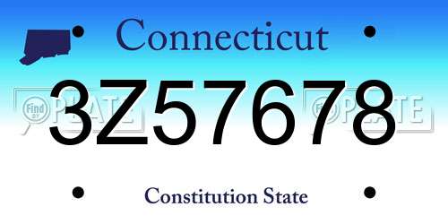3Z57678 Connecticut License Plate