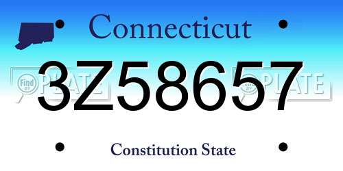 3Z58657 Connecticut License Plate