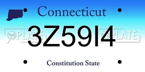 3Z59I4 Connecticut License Plate